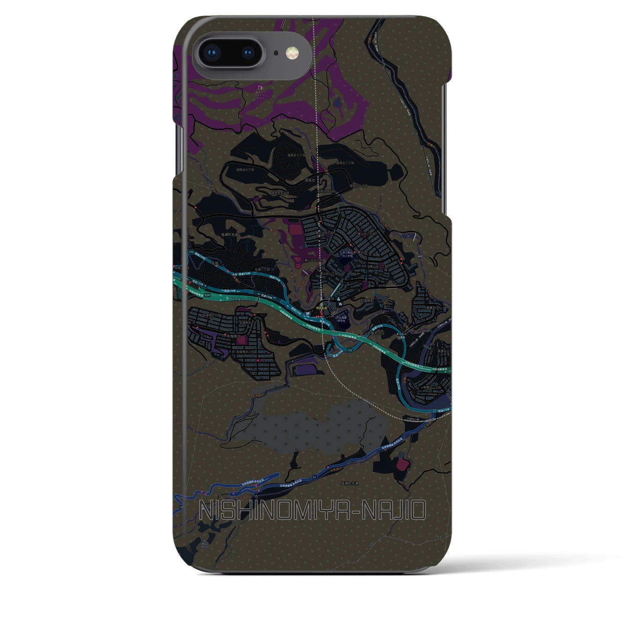 【西宮名塩(兵庫県)】地図柄iPhoneケース(バックカバータイプ)