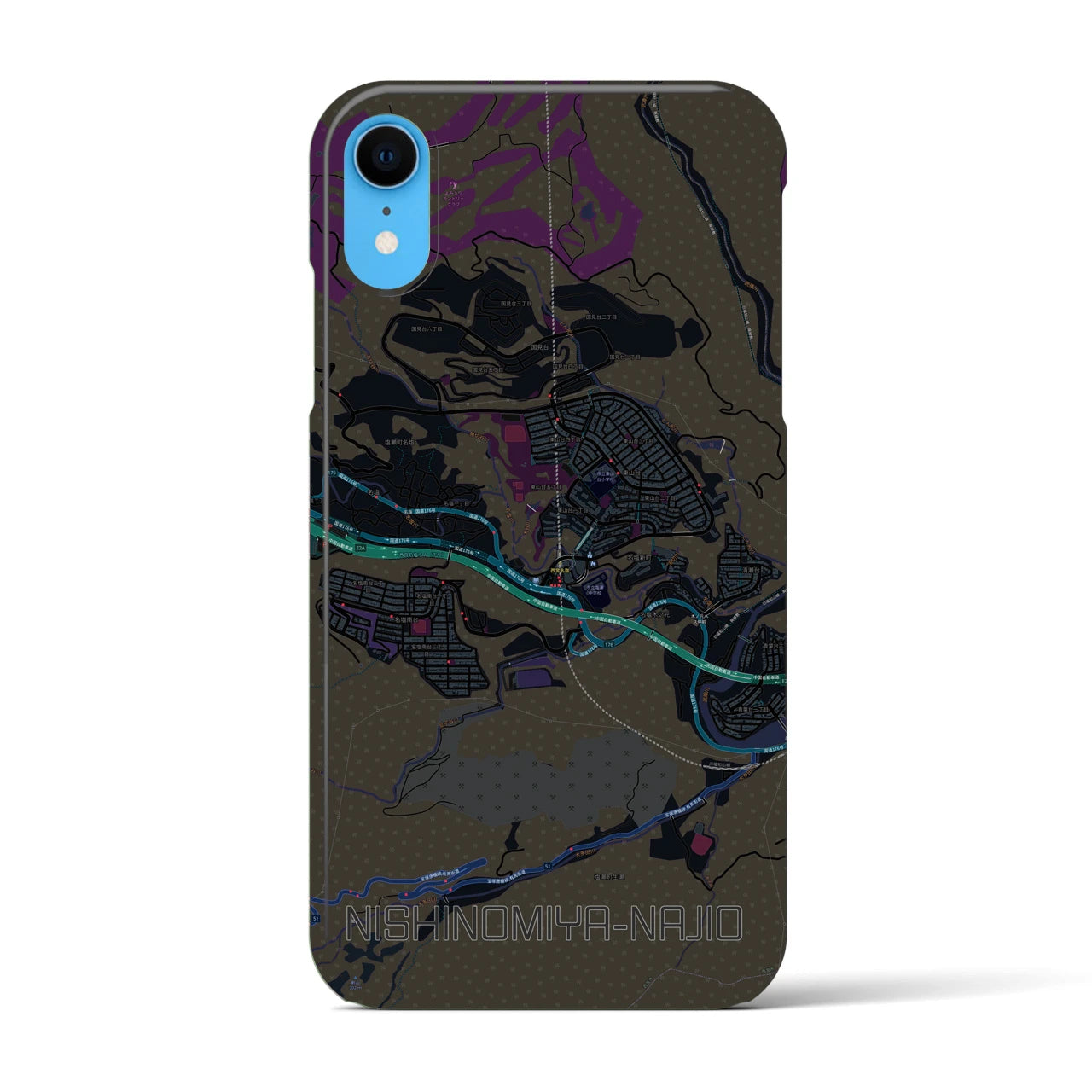 【西宮名塩(兵庫県)】地図柄iPhoneケース(バックカバータイプ)