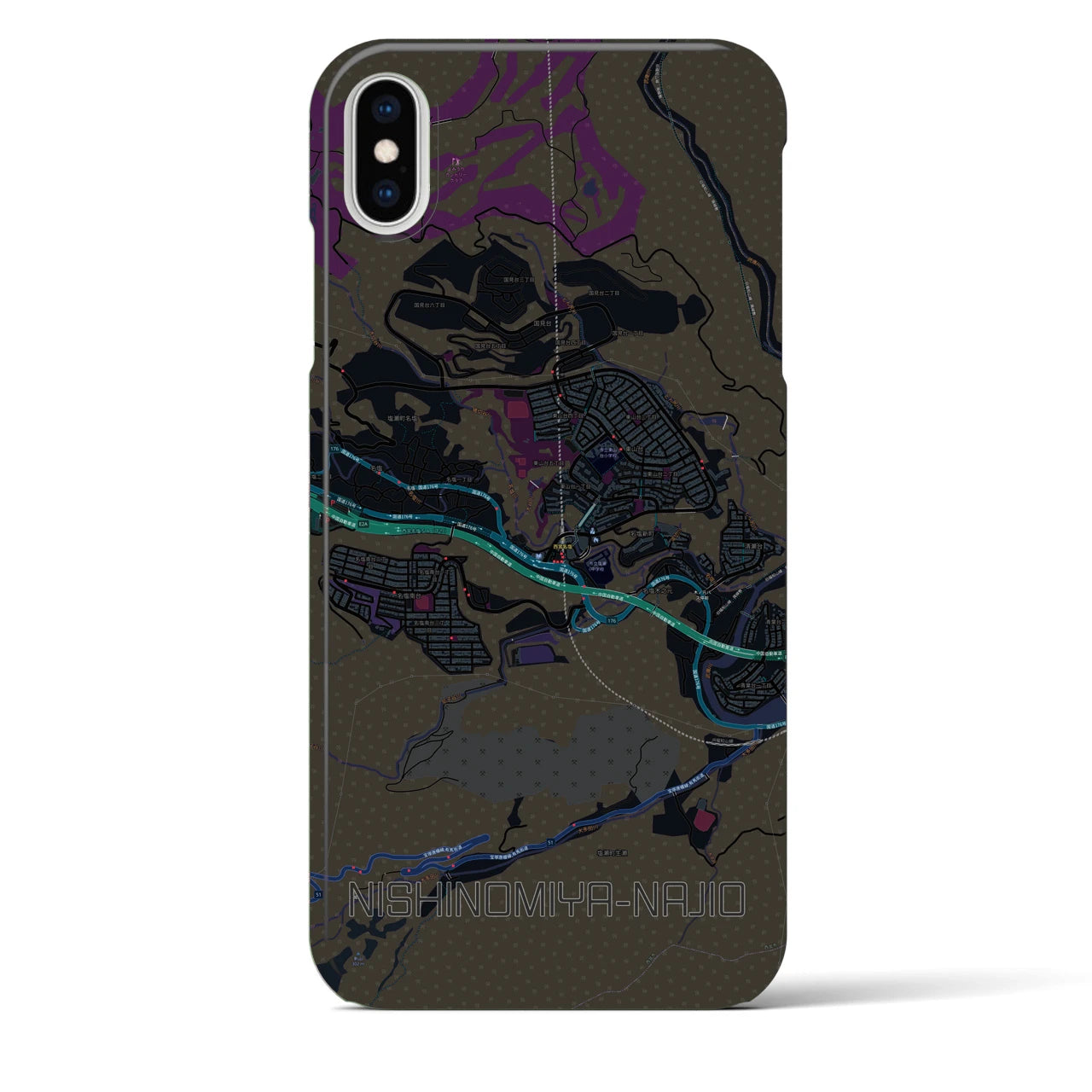 【西宮名塩(兵庫県)】地図柄iPhoneケース(バックカバータイプ)