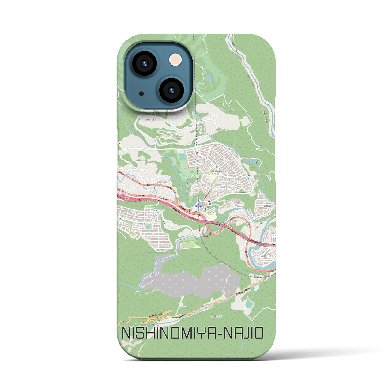 【西宮名塩(兵庫県)】地図柄iPhoneケース(バックカバータイプ)