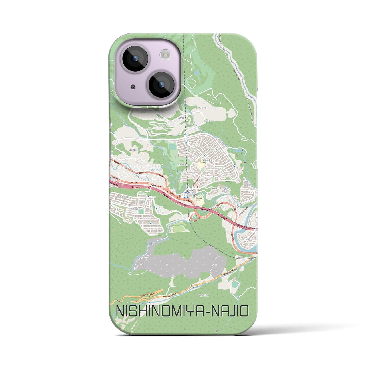 【西宮名塩(兵庫県)】地図柄iPhoneケース(バックカバータイプ)