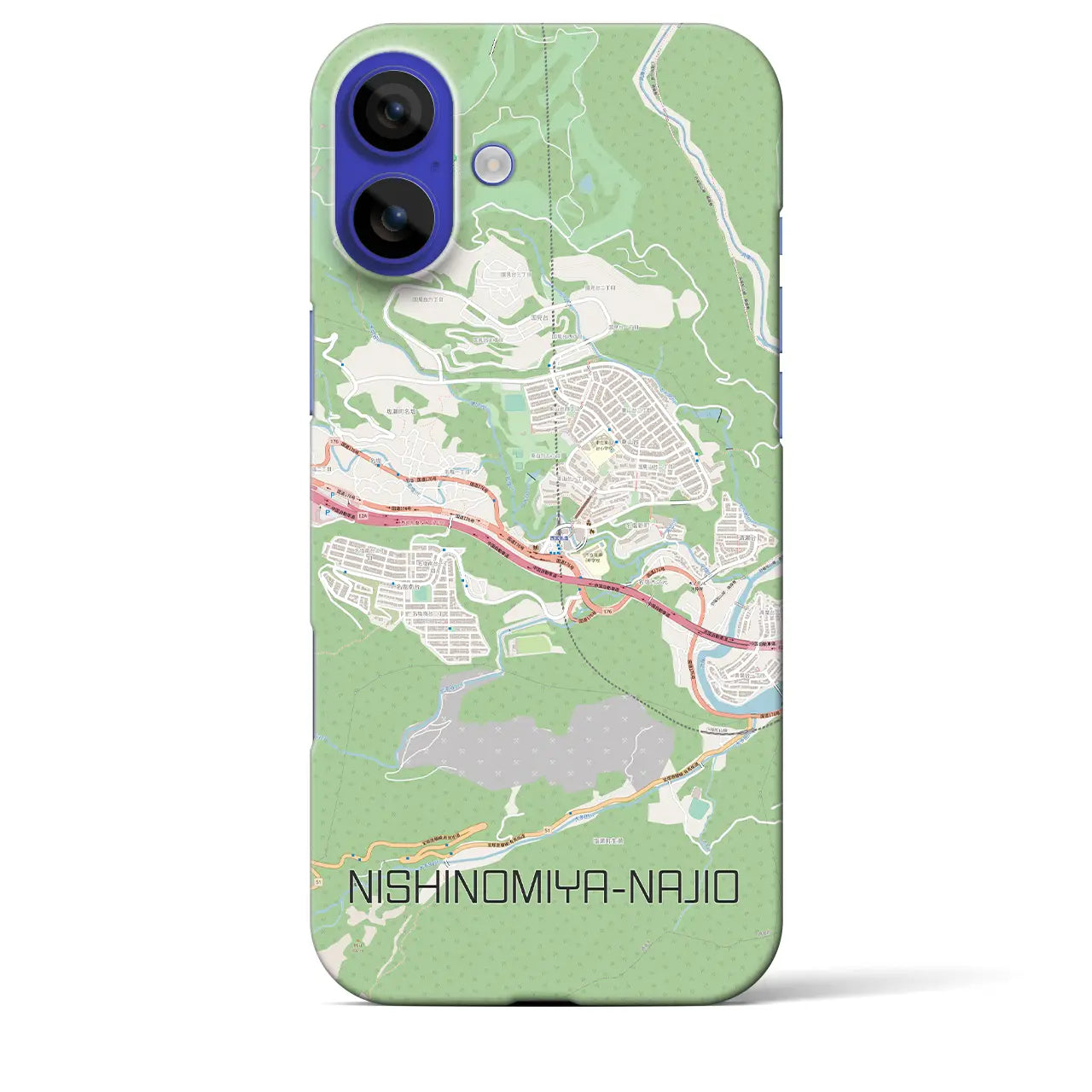 【西宮名塩(兵庫県)】地図柄iPhoneケース(バックカバータイプ)