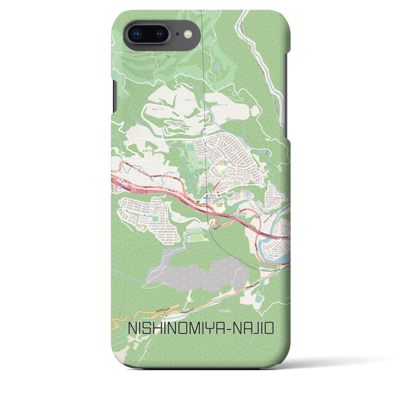 【西宮名塩(兵庫県)】地図柄iPhoneケース(バックカバータイプ)