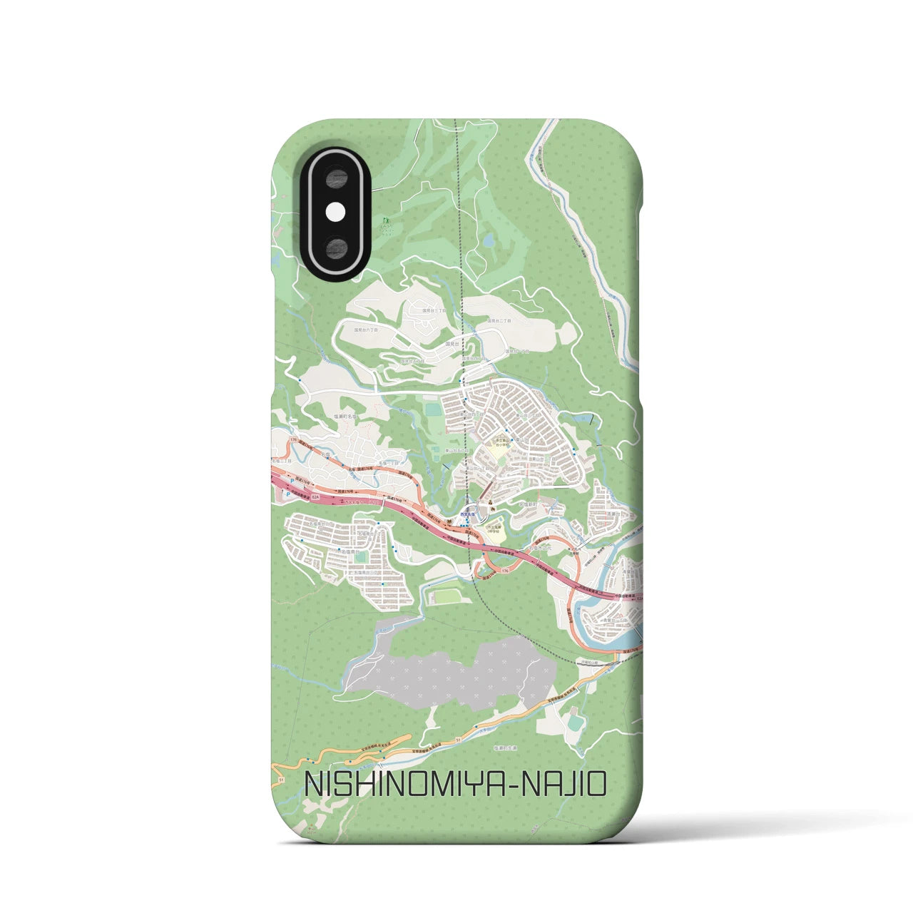 【西宮名塩(兵庫県)】地図柄iPhoneケース(バックカバータイプ)