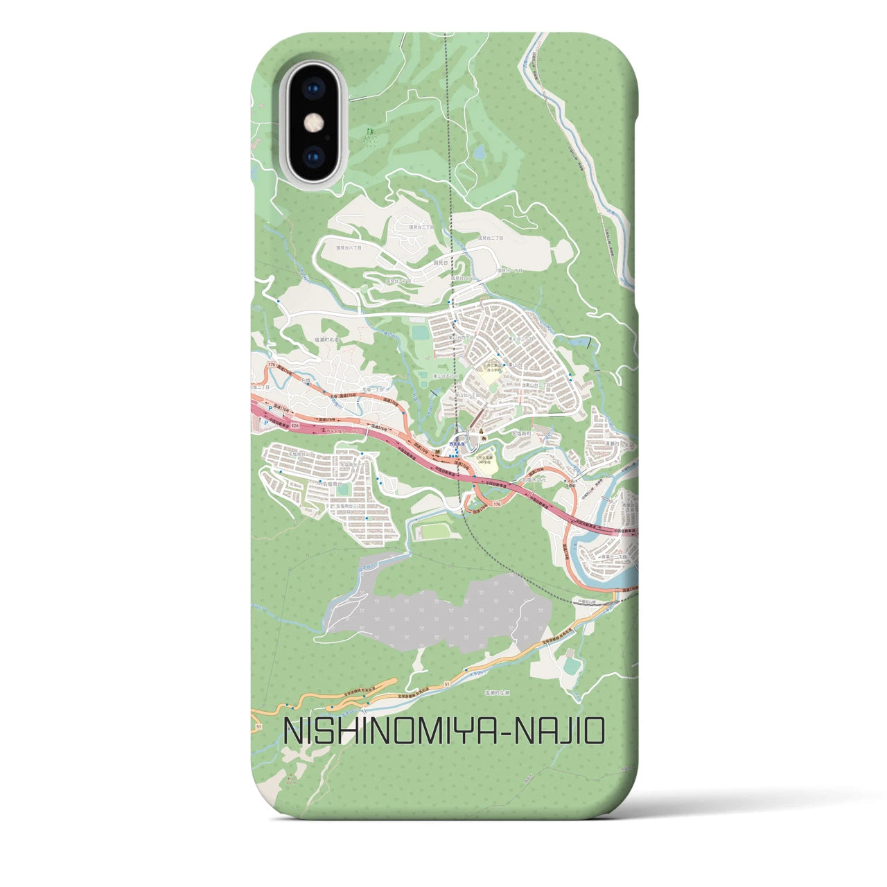 【西宮名塩(兵庫県)】地図柄iPhoneケース(バックカバータイプ)