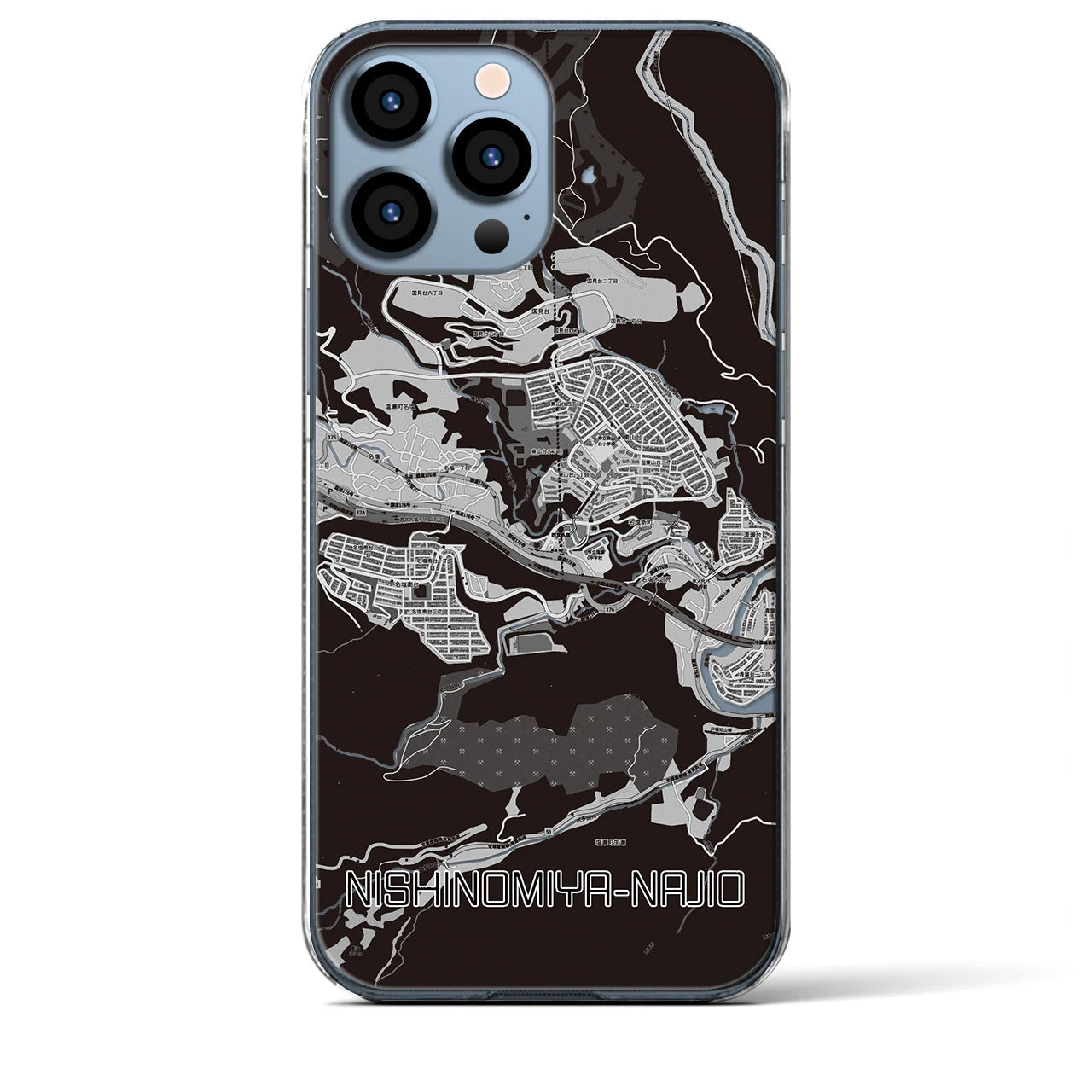 【西宮名塩(兵庫県)】地図柄iPhoneケース(クリアタイプ)