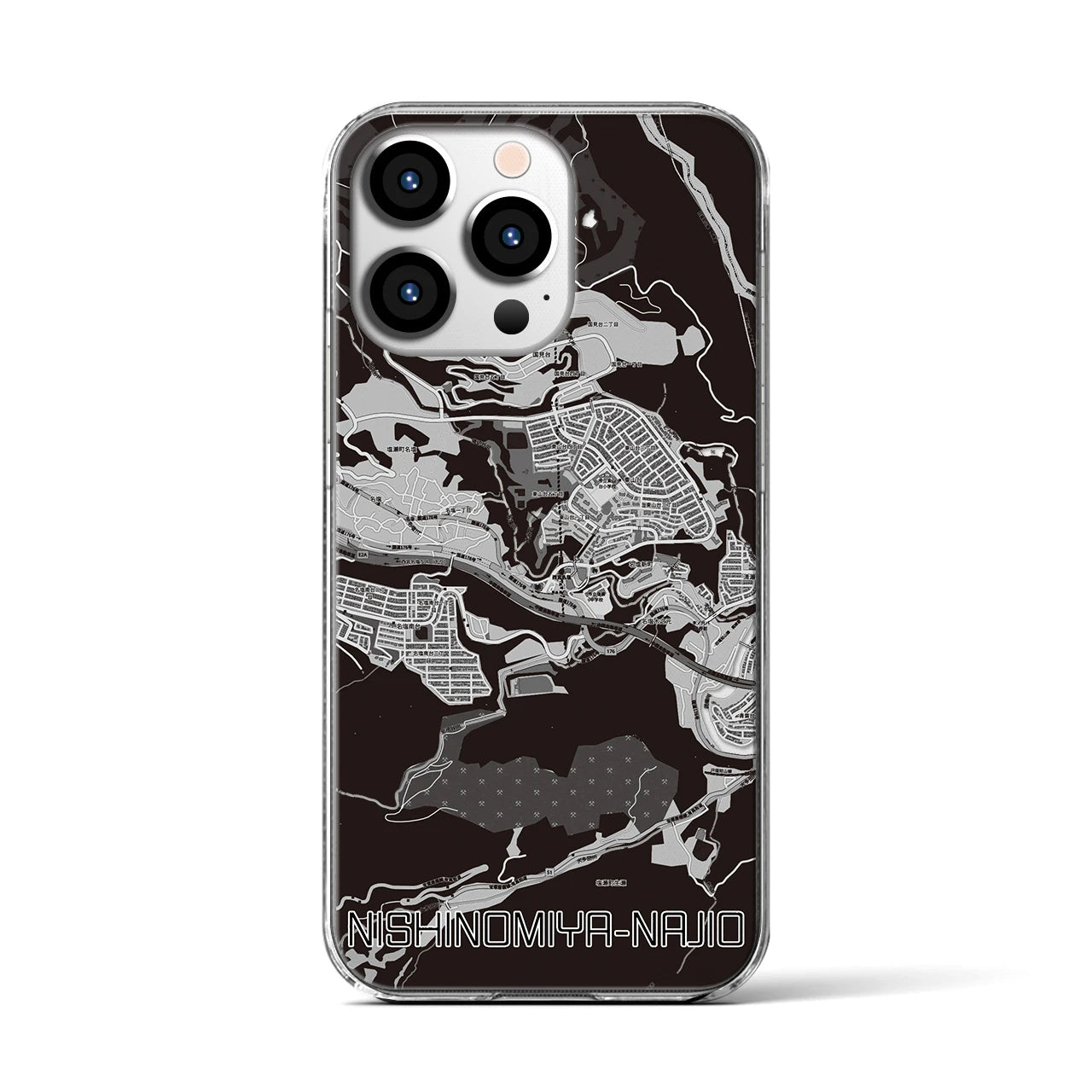 【西宮名塩(兵庫県)】地図柄iPhoneケース(クリアタイプ)