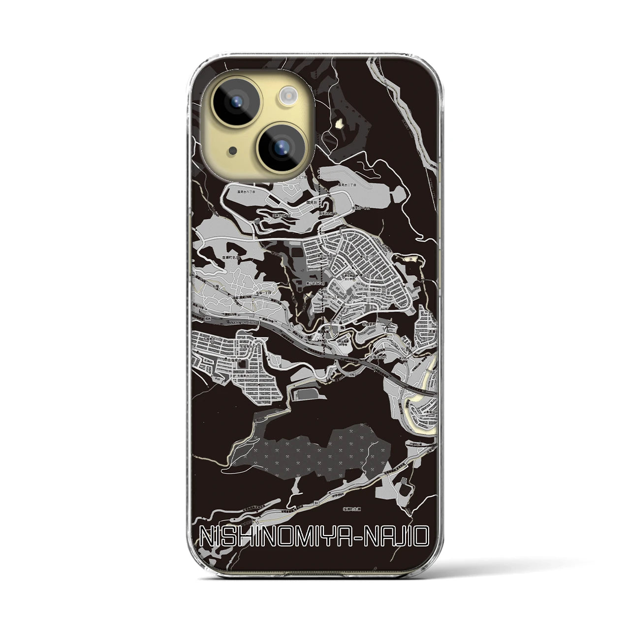 【西宮名塩(兵庫県)】地図柄iPhoneケース(クリアタイプ)