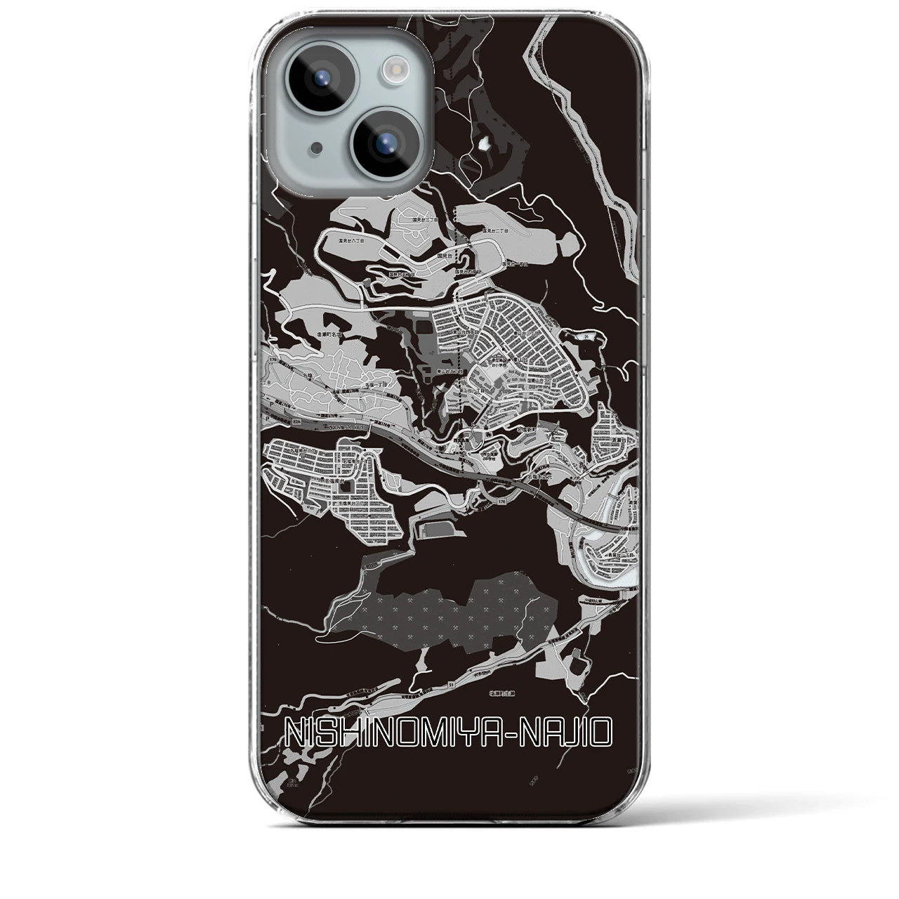 【西宮名塩(兵庫県)】地図柄iPhoneケース(クリアタイプ)