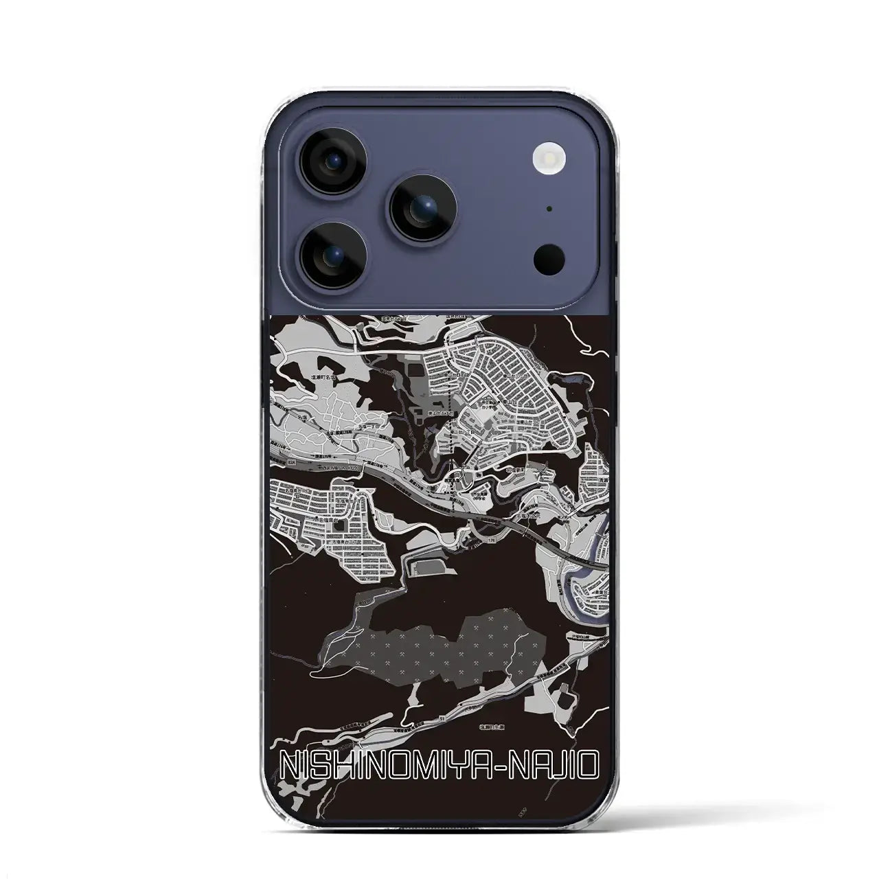 【西宮名塩(兵庫県)】地図柄iPhoneケース(クリアタイプ)モノトーン・iPhone 17 Pro Max 用