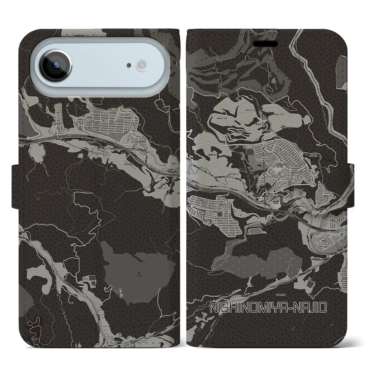 【西宮名塩(兵庫県)】地図柄iPhoneケース(手帳タイプ)