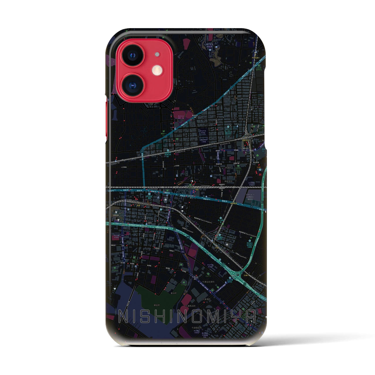 【西宮(兵庫県)】地図柄iPhoneケース(バックカバータイプ)