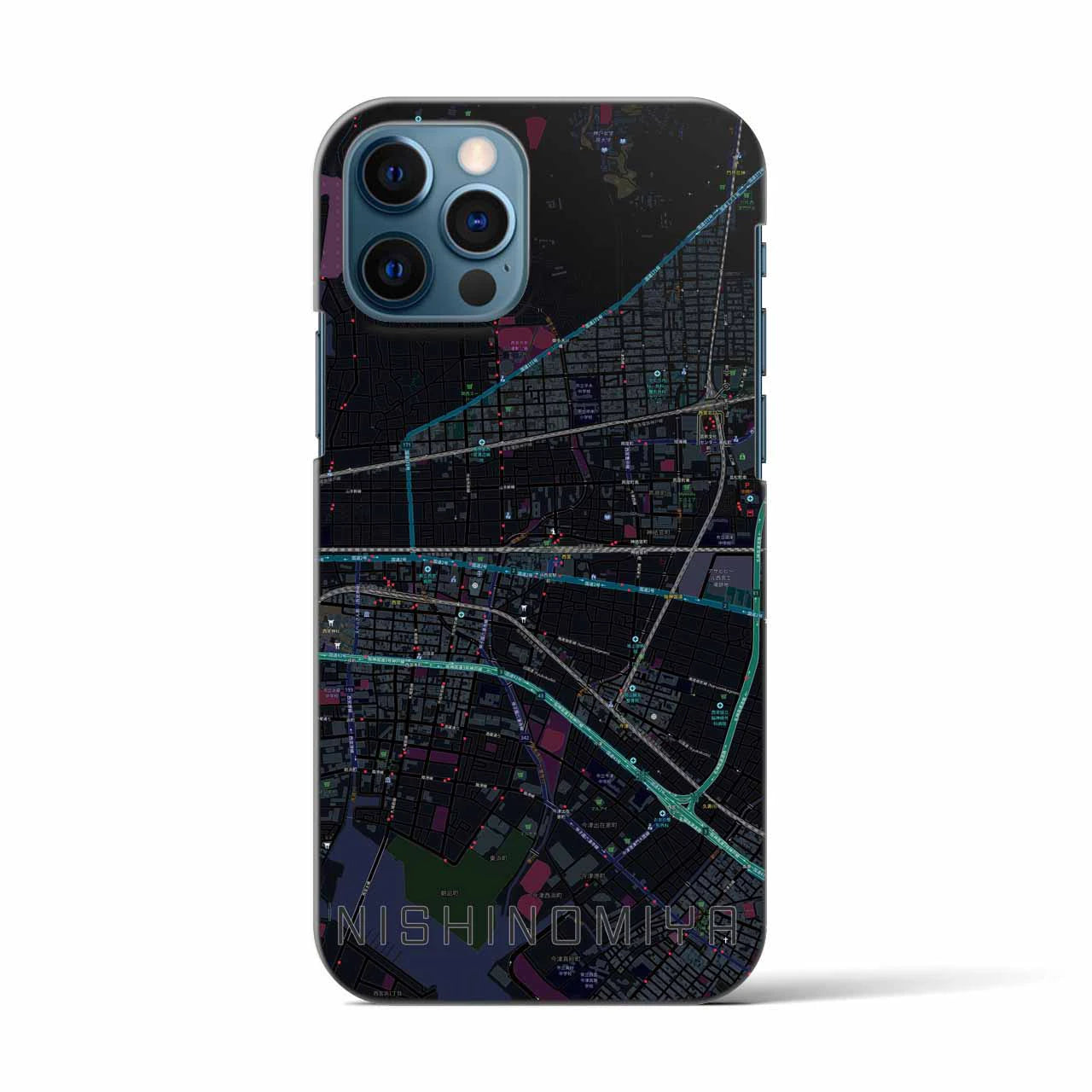 【西宮(兵庫県)】地図柄iPhoneケース(バックカバータイプ)