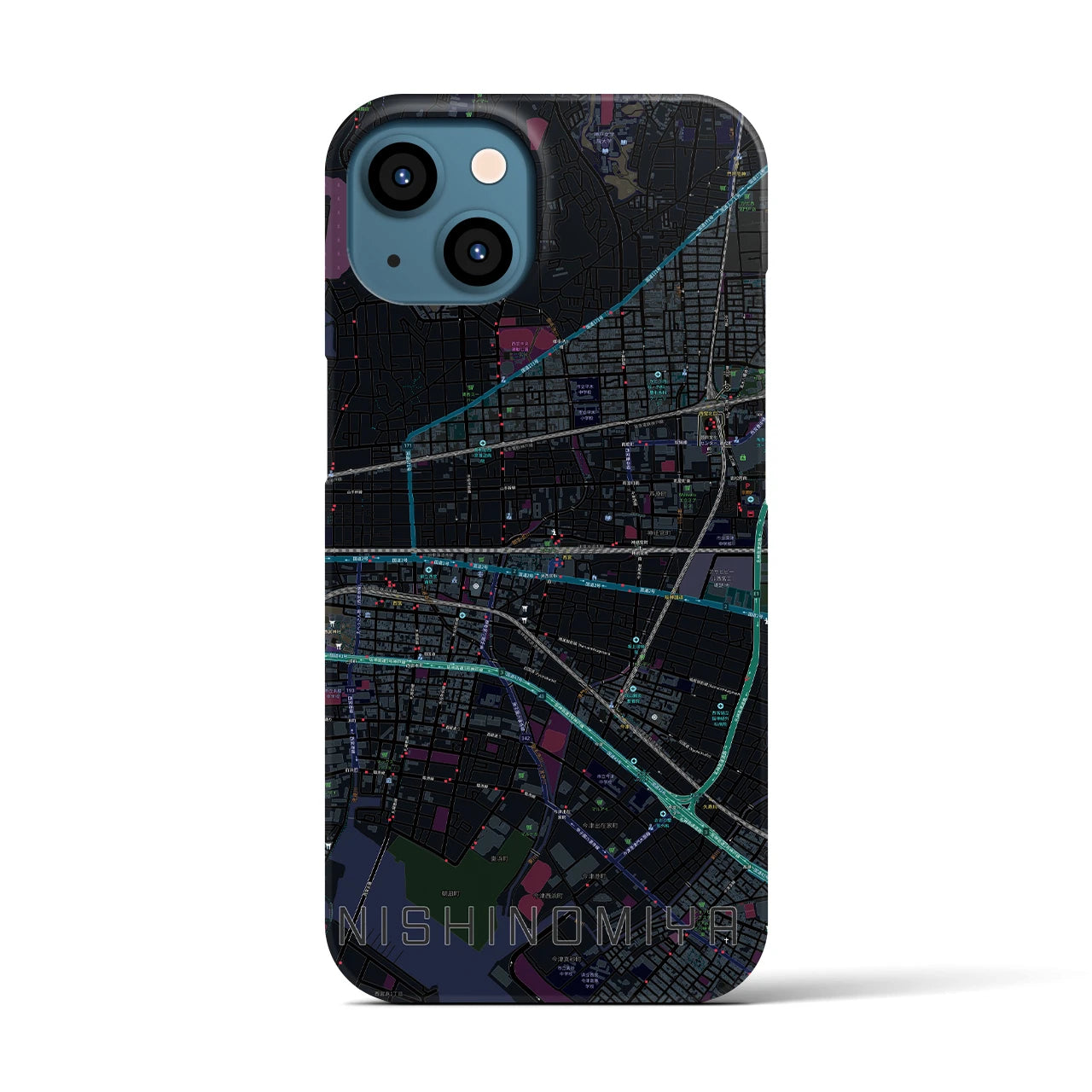 【西宮(兵庫県)】地図柄iPhoneケース(バックカバータイプ)