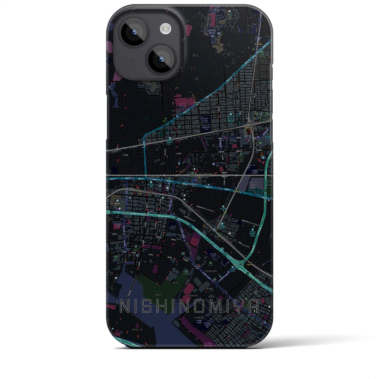 【西宮(兵庫県)】地図柄iPhoneケース(バックカバータイプ)