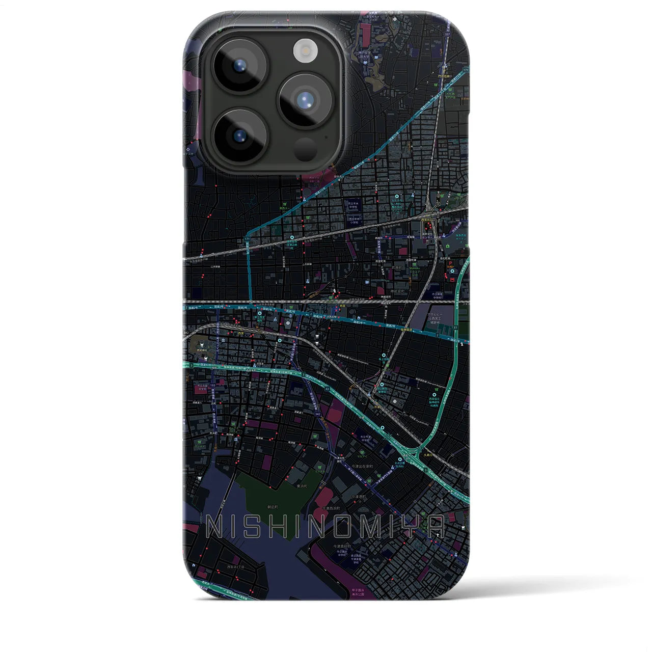 【西宮(兵庫県)】地図柄iPhoneケース(バックカバータイプ)