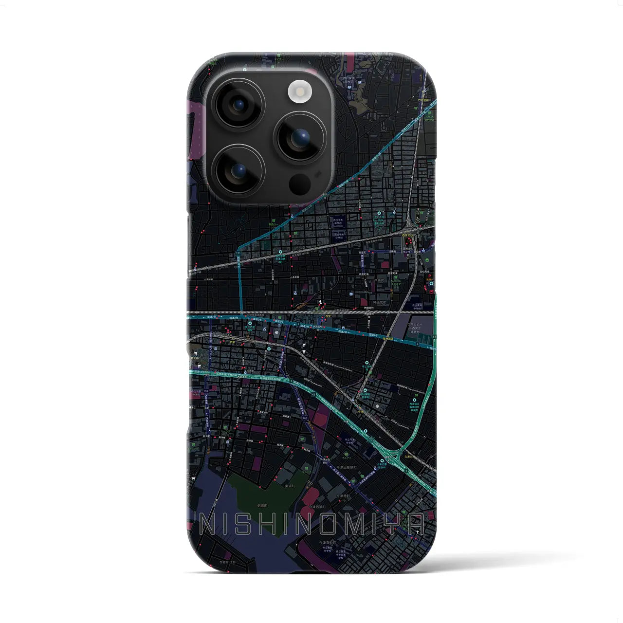 【西宮(兵庫県)】地図柄iPhoneケース(バックカバータイプ)