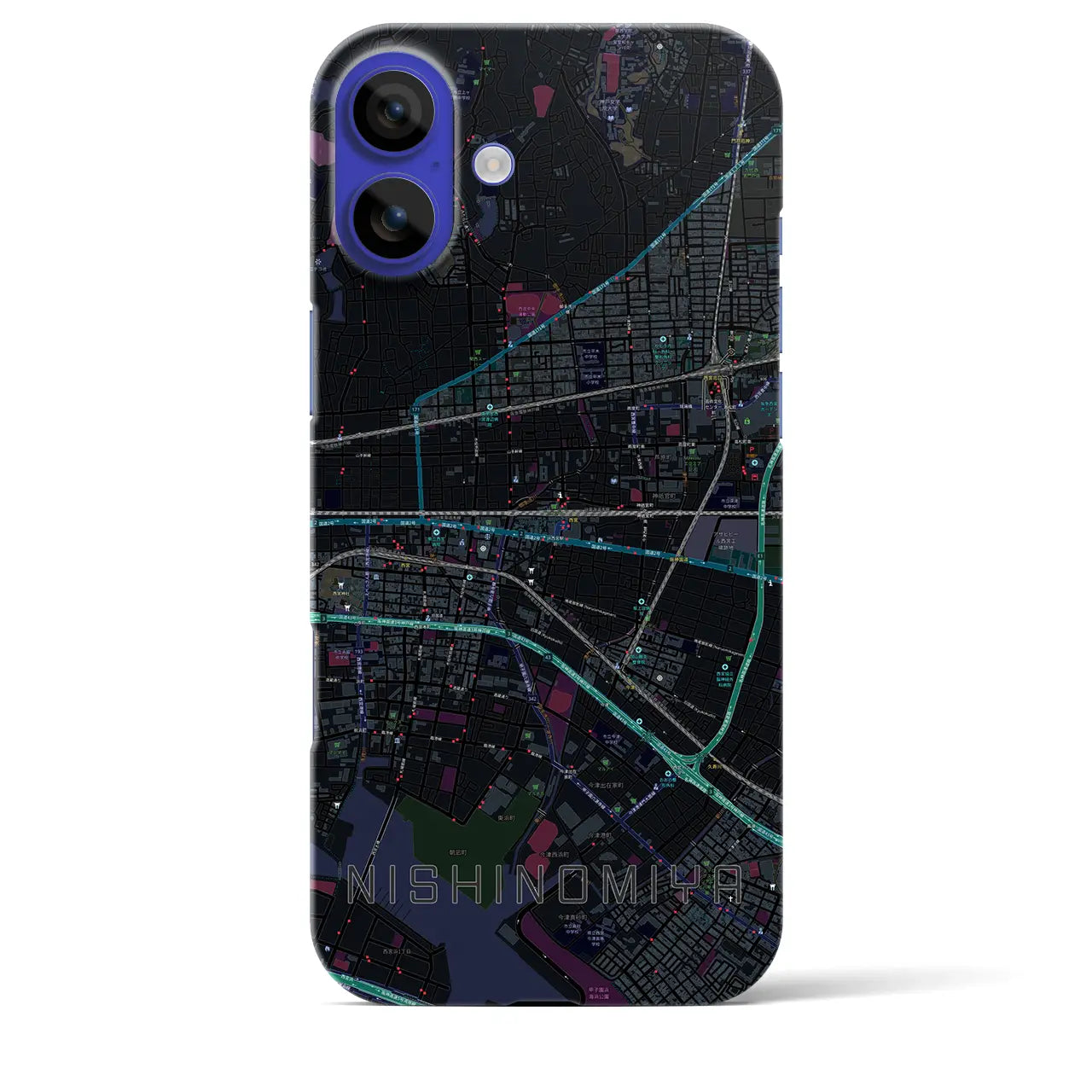 【西宮(兵庫県)】地図柄iPhoneケース(バックカバータイプ)