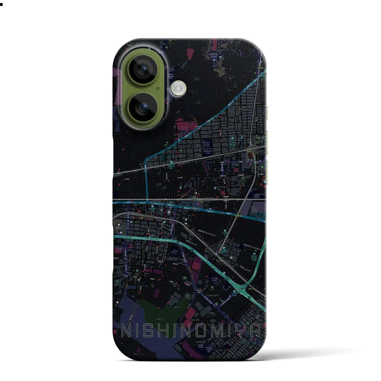 【西宮(兵庫県)】地図柄iPhoneケース(バックカバータイプ)