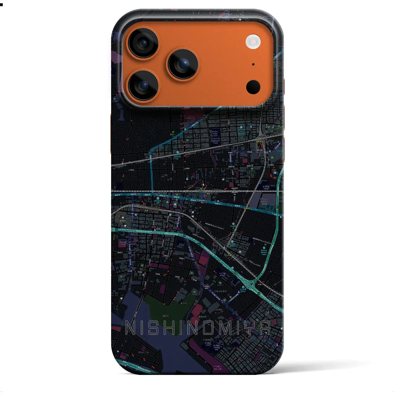 【西宮(兵庫県)】地図柄iPhoneケース(バックカバータイプ)