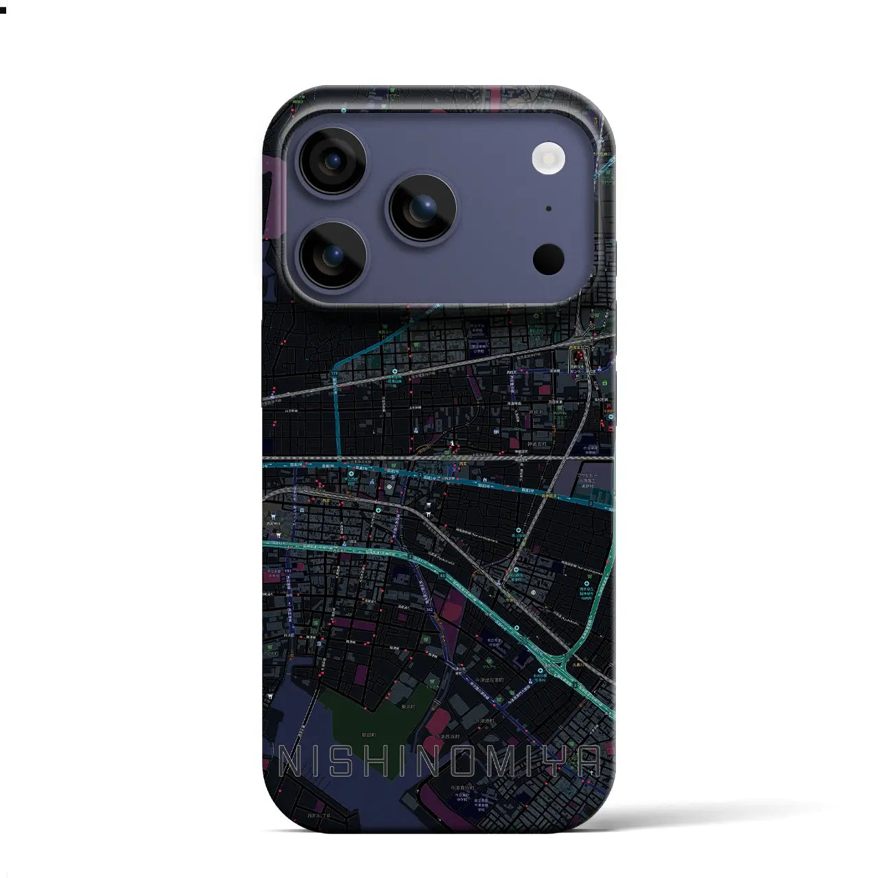 【西宮(兵庫県)】地図柄iPhoneケース(バックカバータイプ)