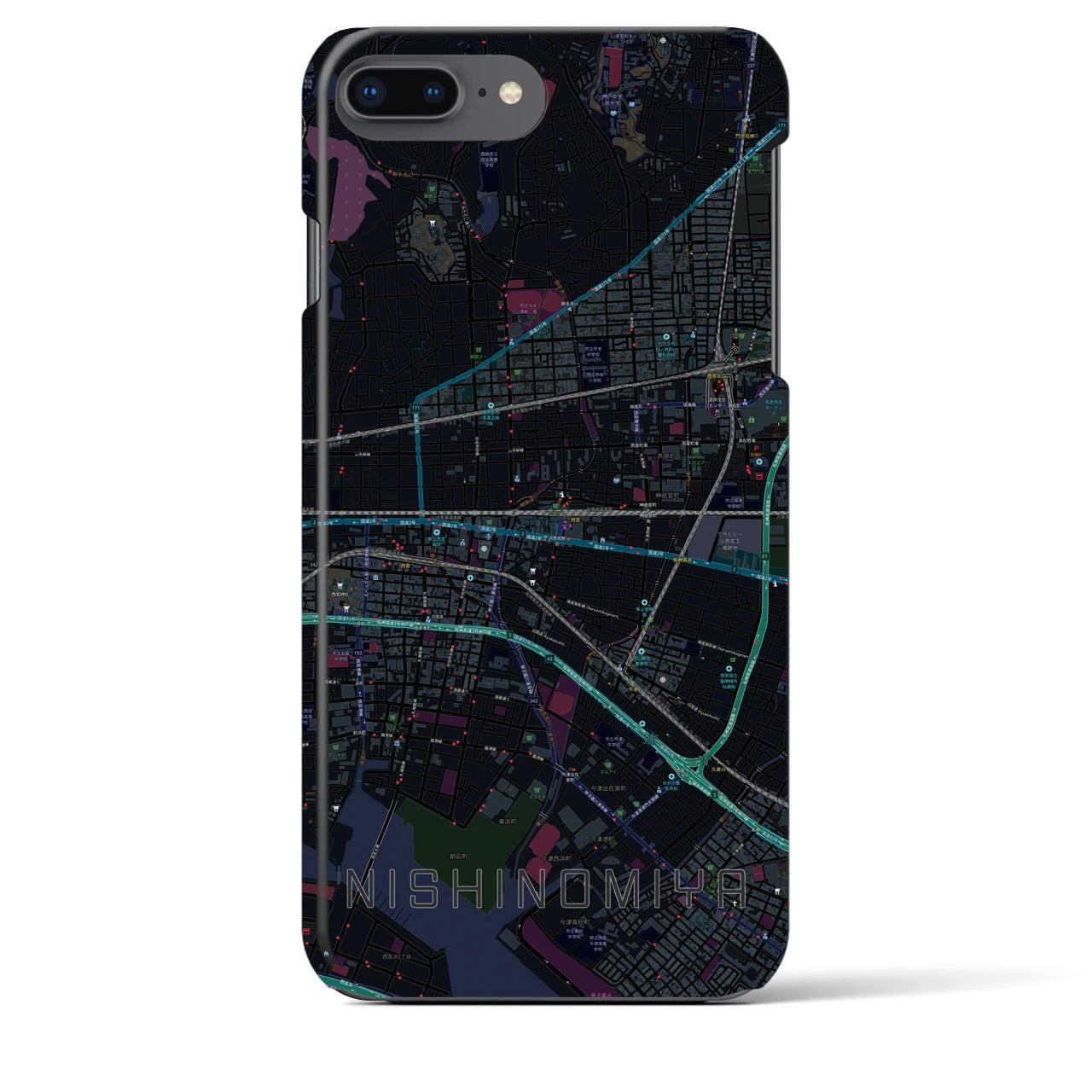 【西宮(兵庫県)】地図柄iPhoneケース(バックカバータイプ)