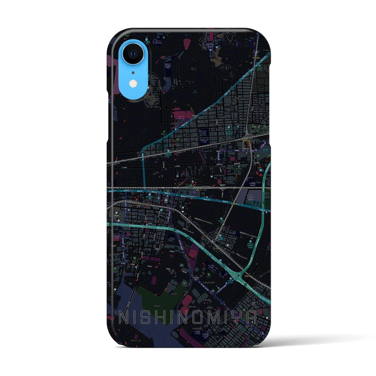 【西宮(兵庫県)】地図柄iPhoneケース(バックカバータイプ)