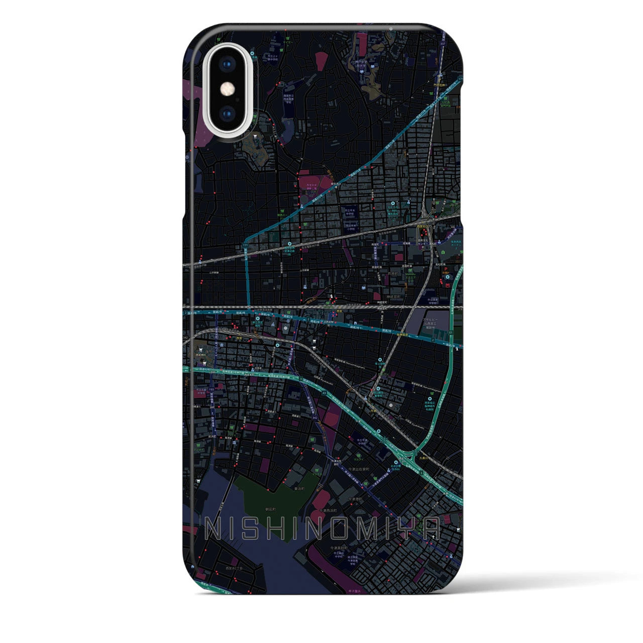 【西宮(兵庫県)】地図柄iPhoneケース(バックカバータイプ)