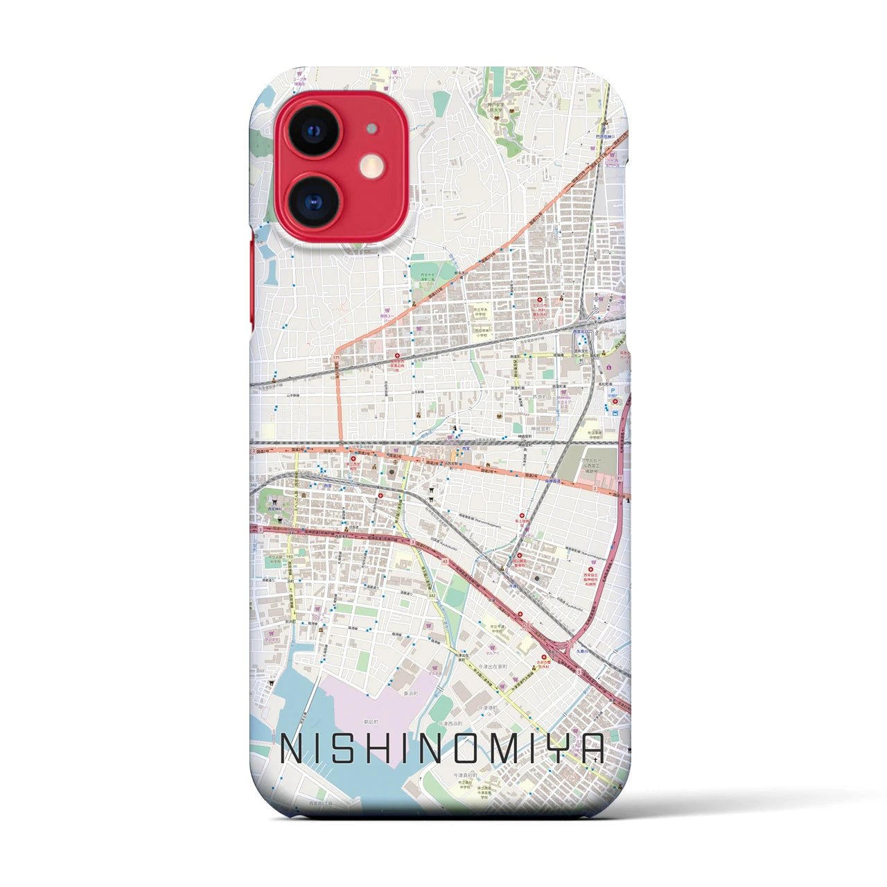 【西宮(兵庫県)】地図柄iPhoneケース(バックカバータイプ)