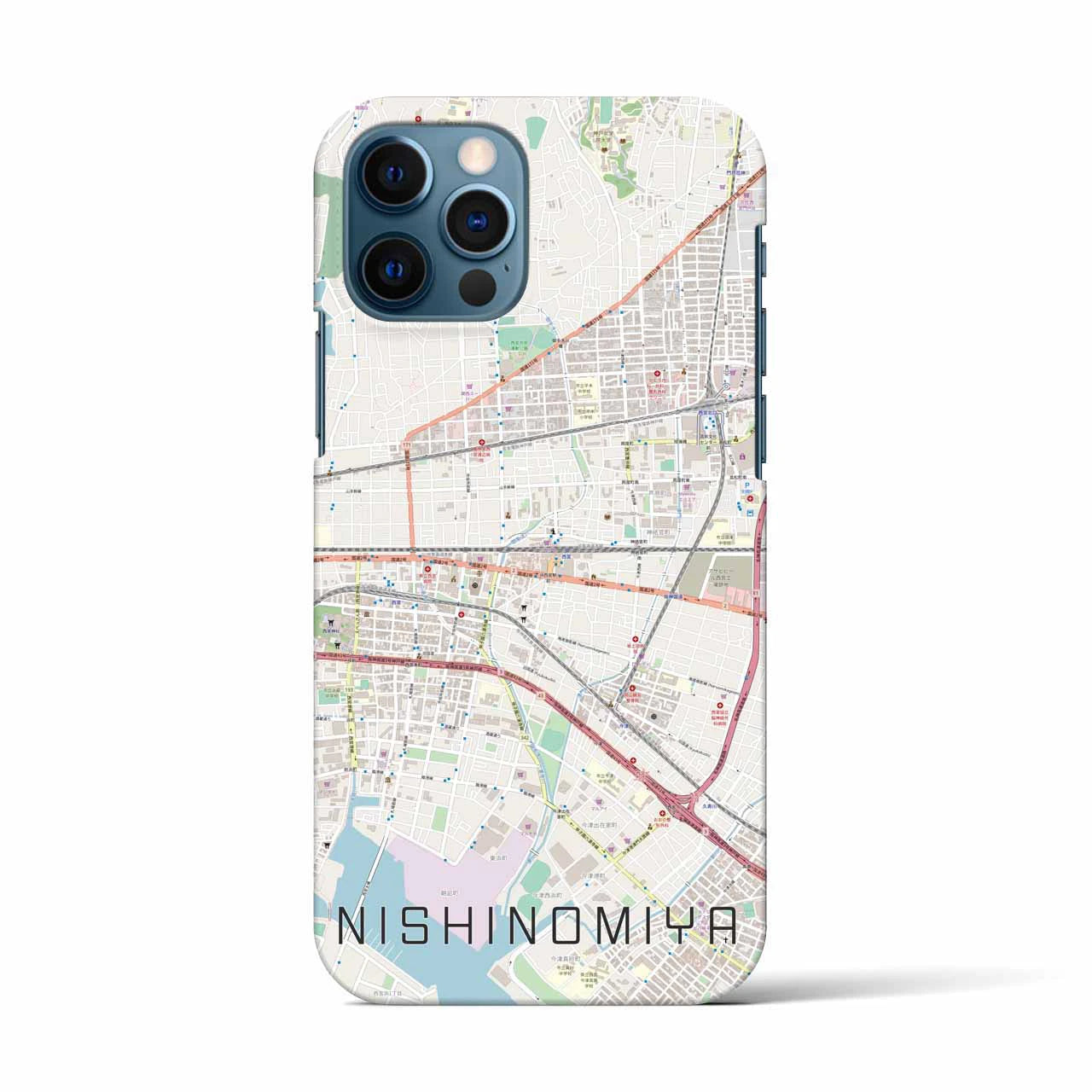 【西宮(兵庫県)】地図柄iPhoneケース(バックカバータイプ)