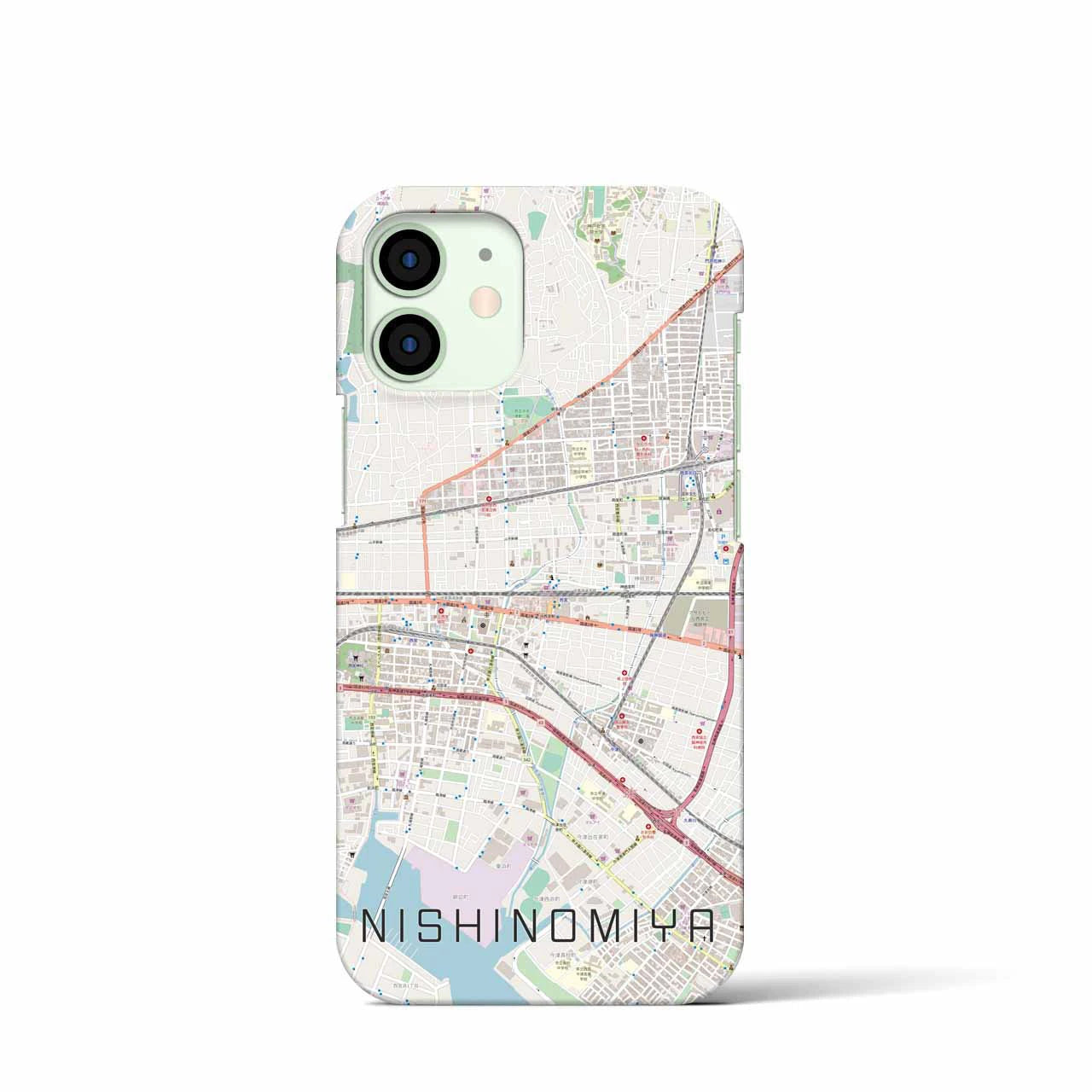 【西宮(兵庫県)】地図柄iPhoneケース(バックカバータイプ)