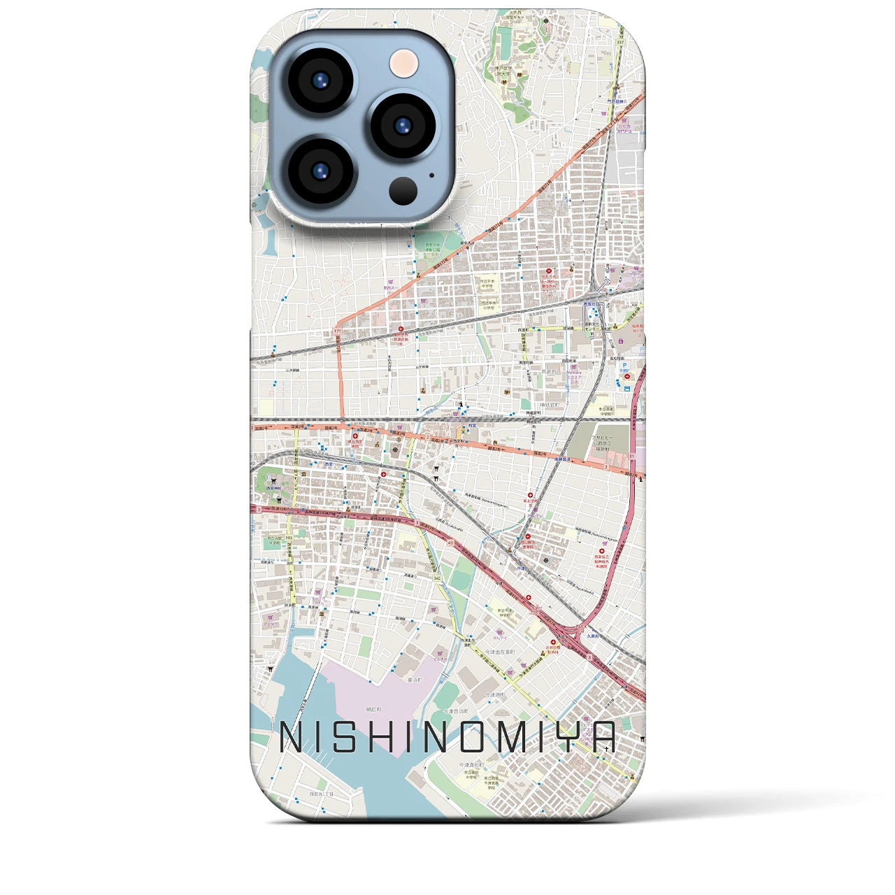 【西宮(兵庫県)】地図柄iPhoneケース(バックカバータイプ)