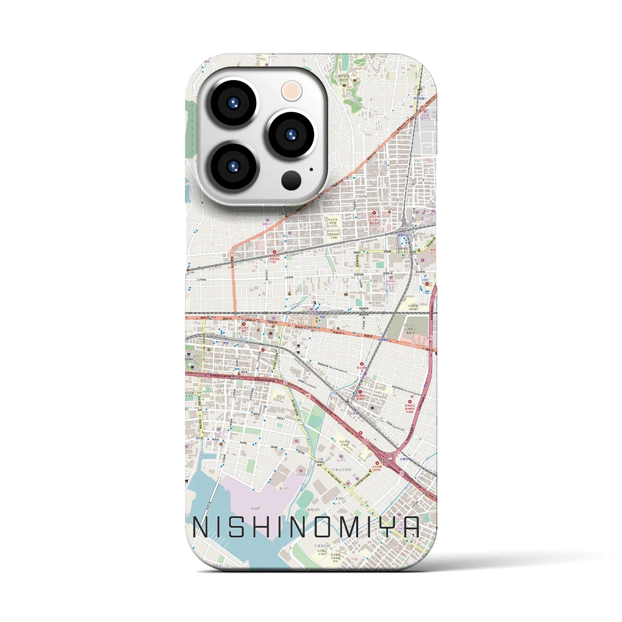 【西宮(兵庫県)】地図柄iPhoneケース(バックカバータイプ)