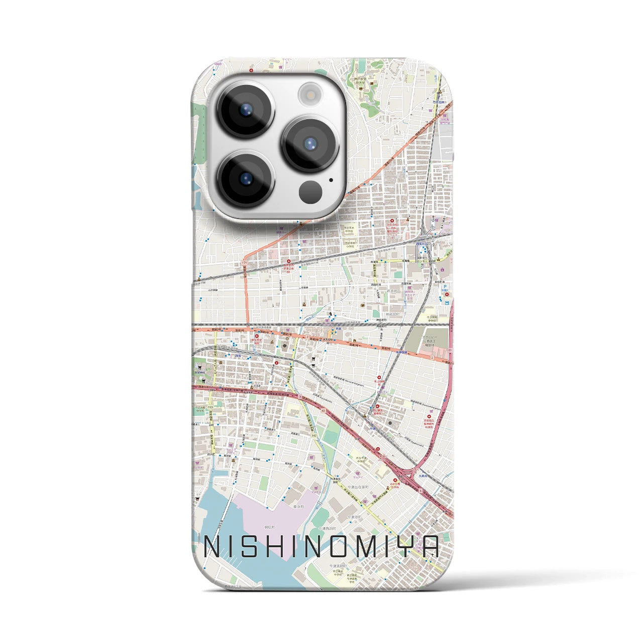【西宮(兵庫県)】地図柄iPhoneケース(バックカバータイプ)