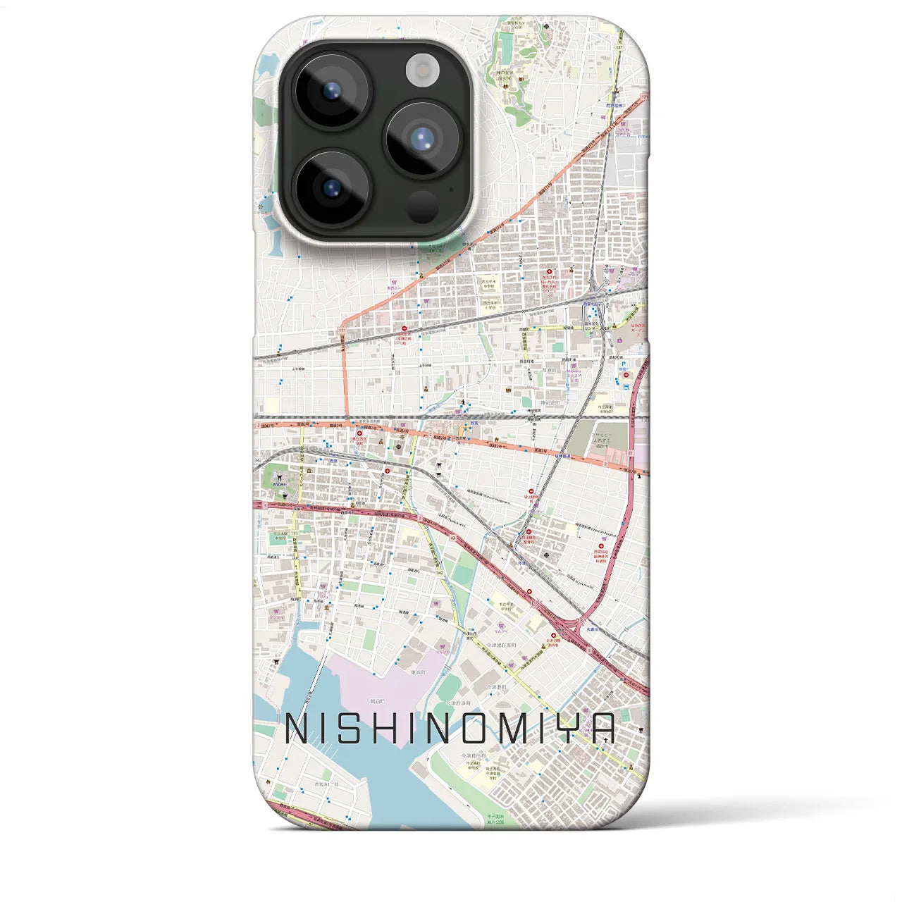【西宮(兵庫県)】地図柄iPhoneケース(バックカバータイプ)