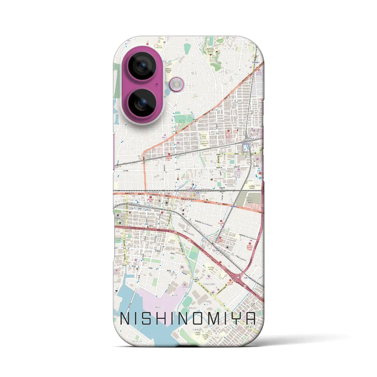 【西宮(兵庫県)】地図柄iPhoneケース(バックカバータイプ)