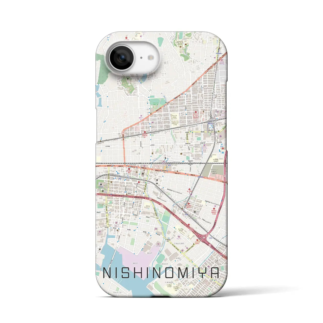 【西宮(兵庫県)】地図柄iPhoneケース(バックカバータイプ)