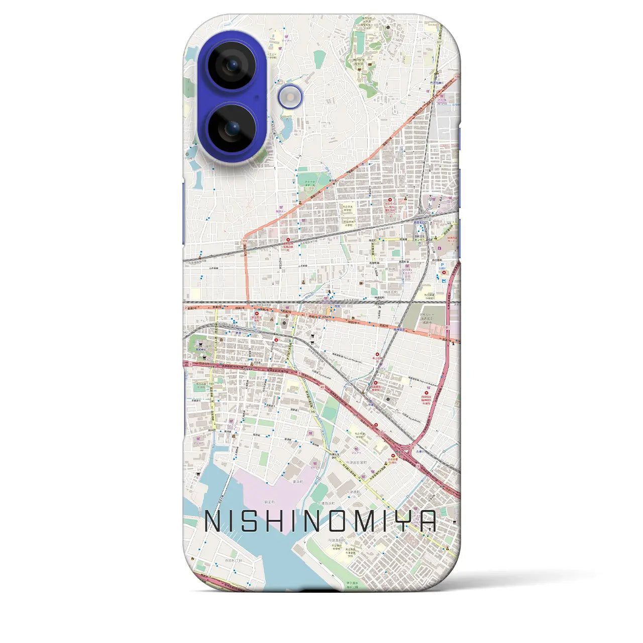 【西宮(兵庫県)】地図柄iPhoneケース(バックカバータイプ)ナチュラル・iPhone 16 Pro Max 用