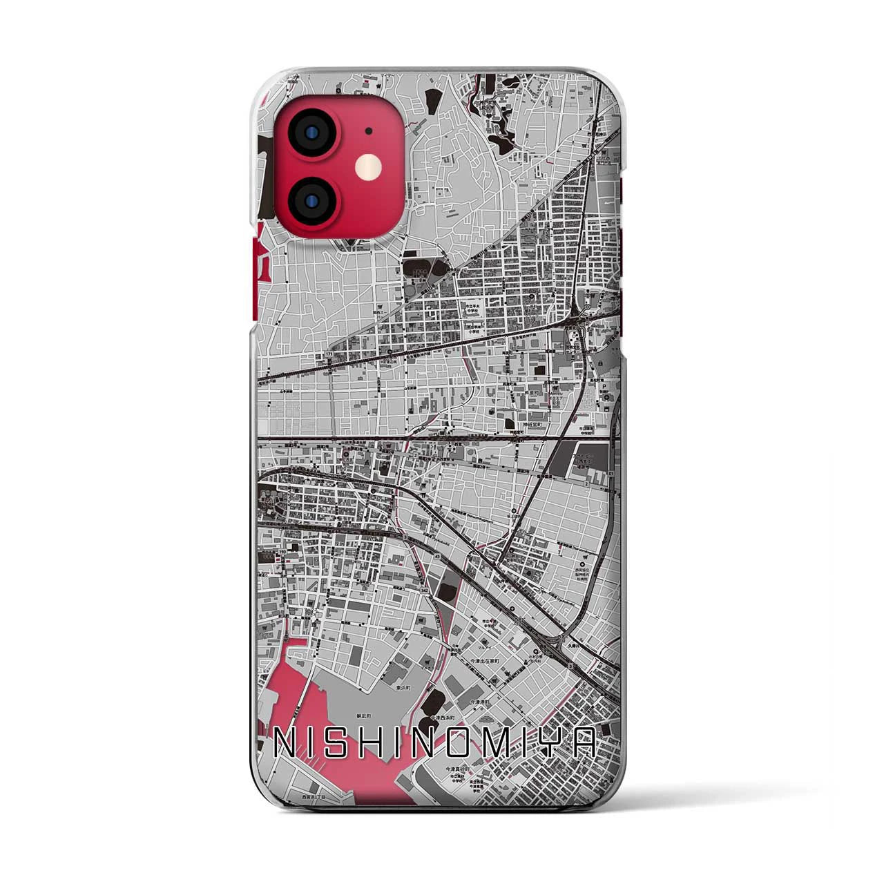 【西宮(兵庫県)】地図柄iPhoneケース(クリアタイプ)