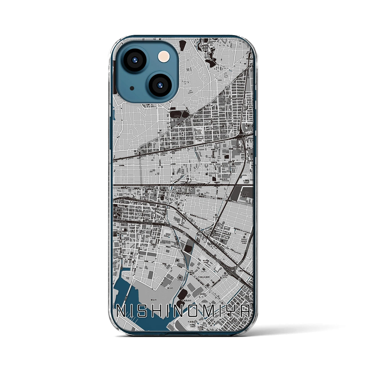 【西宮(兵庫県)】地図柄iPhoneケース(クリアタイプ)