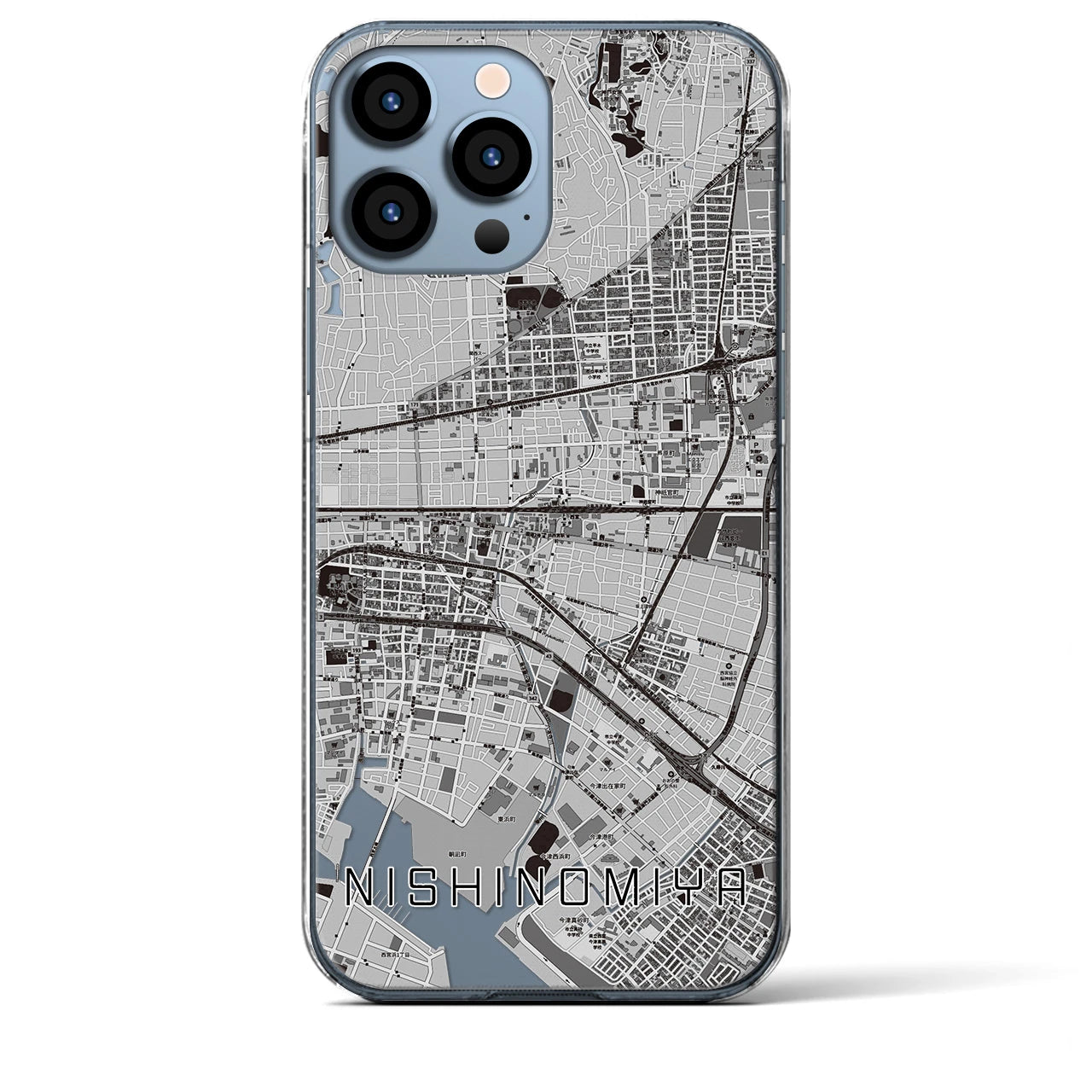 【西宮(兵庫県)】地図柄iPhoneケース(クリアタイプ)