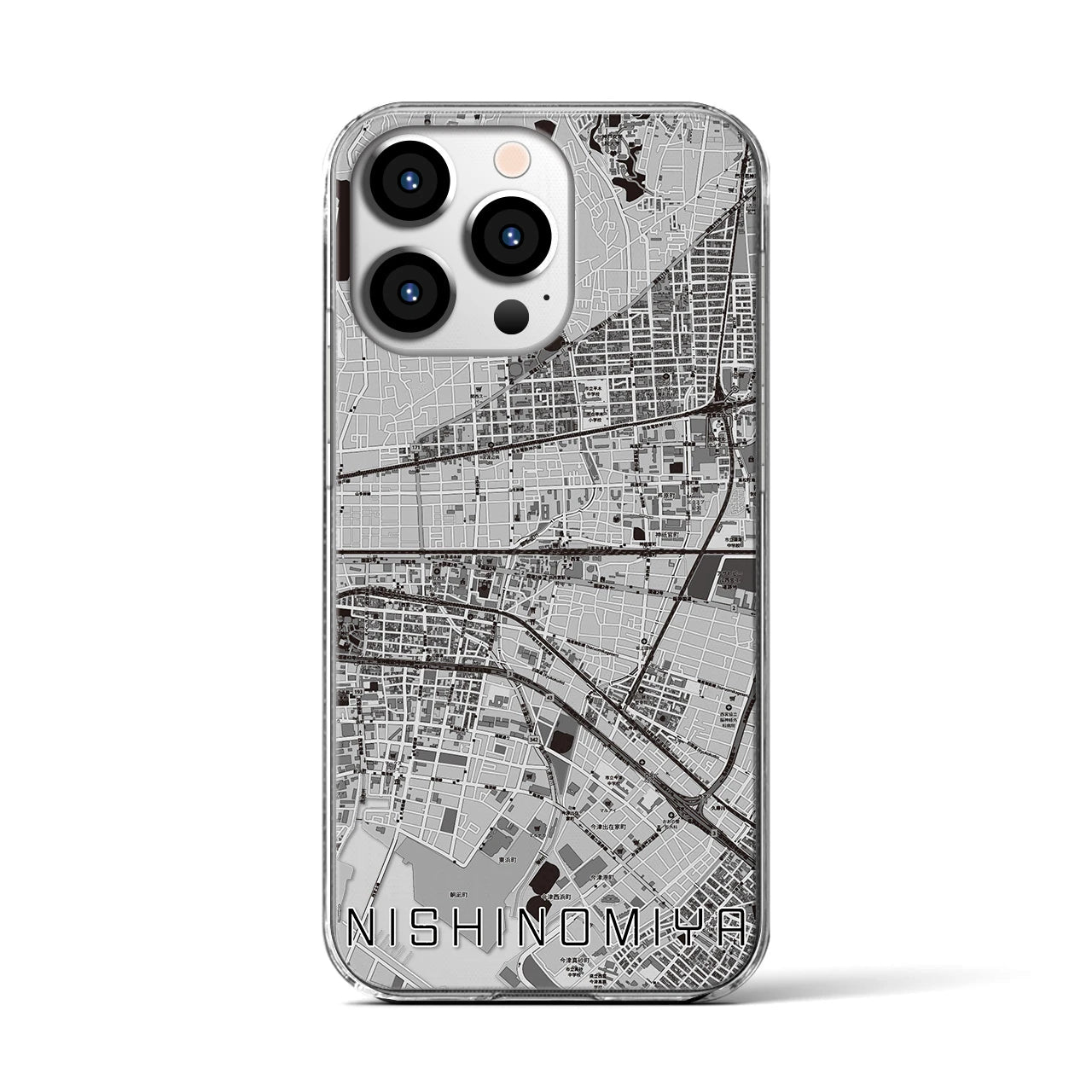 【西宮(兵庫県)】地図柄iPhoneケース(クリアタイプ)