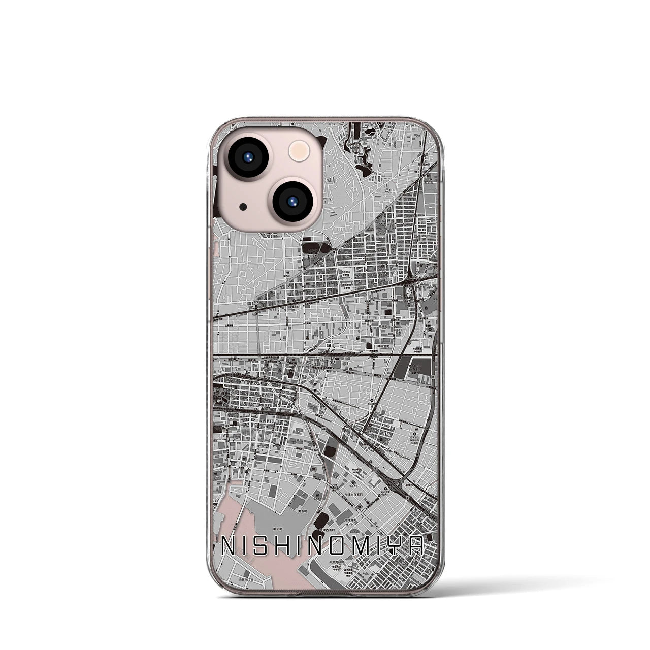 【西宮(兵庫県)】地図柄iPhoneケース(クリアタイプ)
