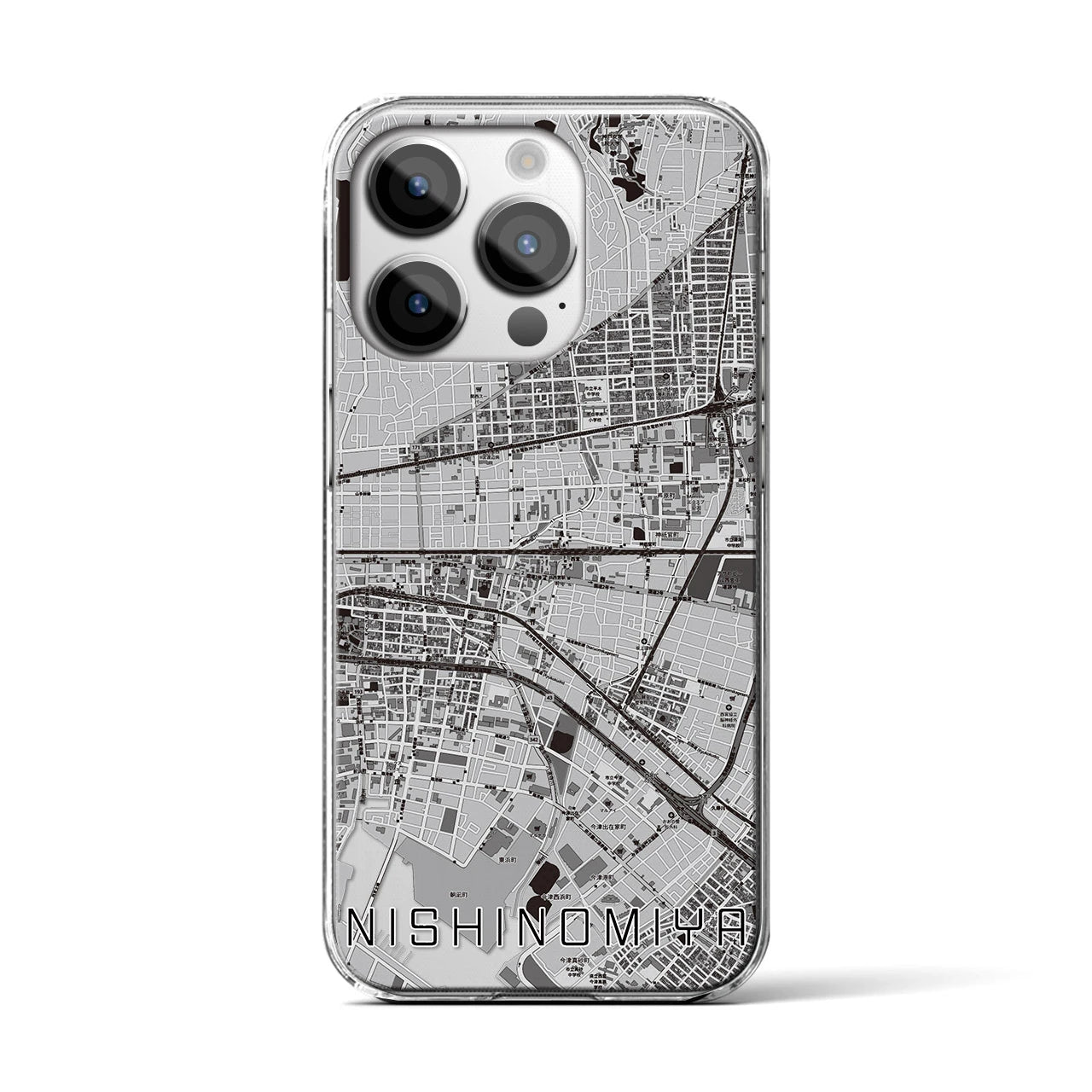 【西宮(兵庫県)】地図柄iPhoneケース(クリアタイプ)