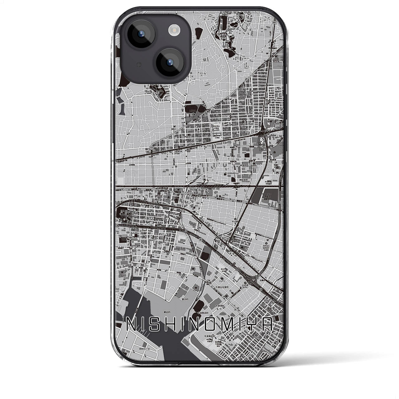 【西宮(兵庫県)】地図柄iPhoneケース(クリアタイプ)