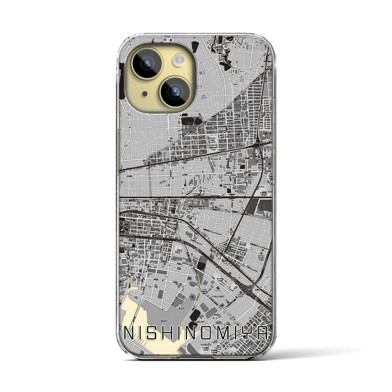 【西宮(兵庫県)】地図柄iPhoneケース(クリアタイプ)