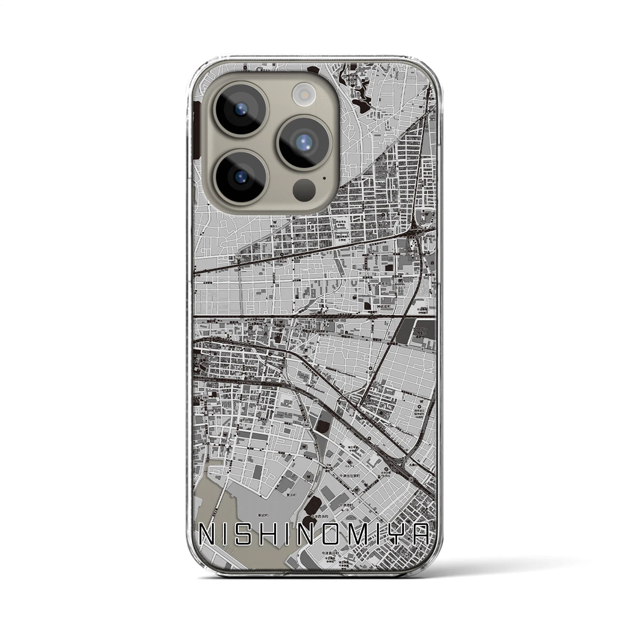 【西宮(兵庫県)】地図柄iPhoneケース(クリアタイプ)