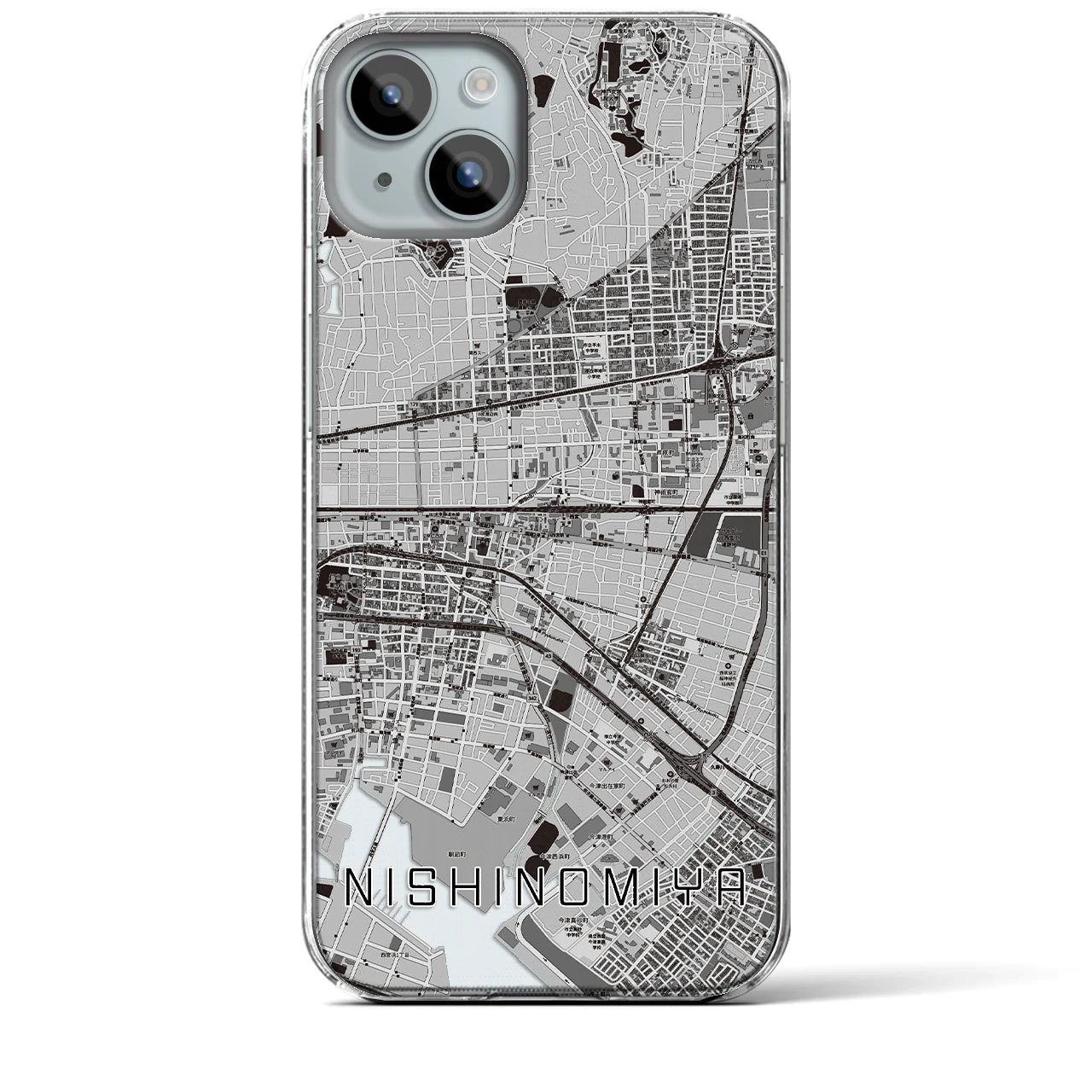 【西宮(兵庫県)】地図柄iPhoneケース(クリアタイプ)
