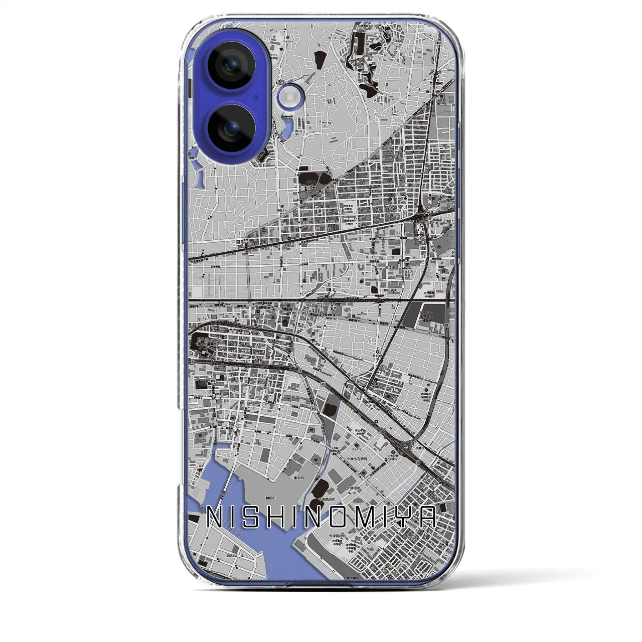 【西宮(兵庫県)】地図柄iPhoneケース(クリアタイプ)
