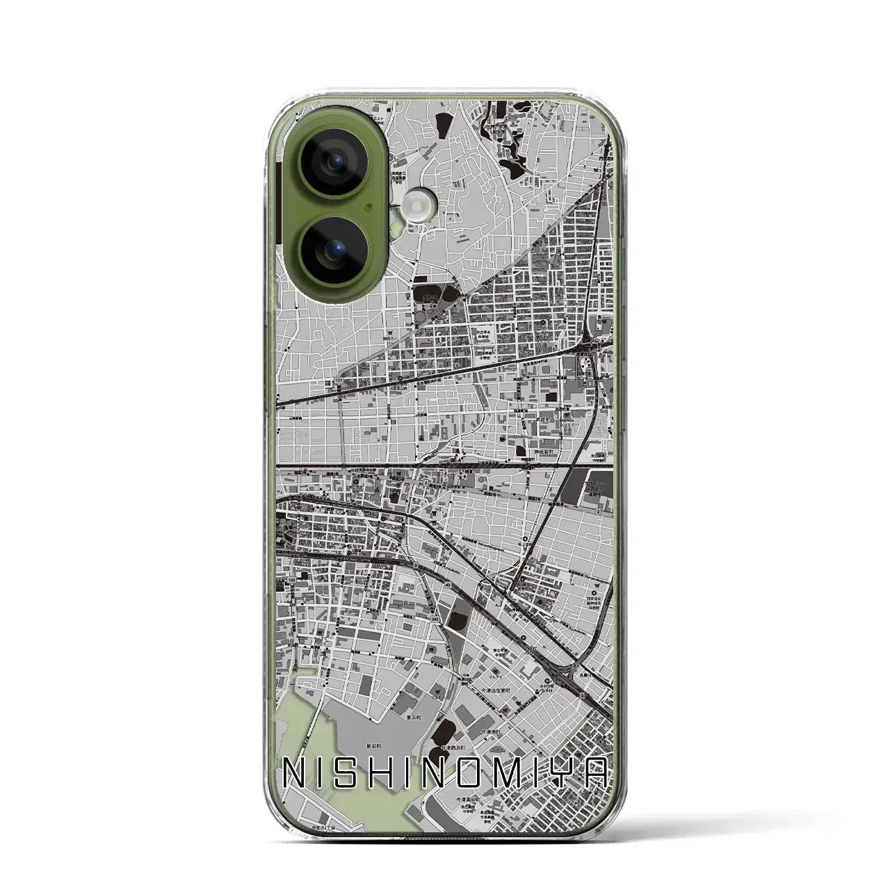 【西宮(兵庫県)】地図柄iPhoneケース(クリアタイプ)